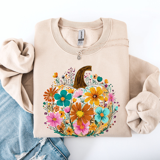 Pumpkin Floral, Halloween, Fall, Autumn Sweatshirt