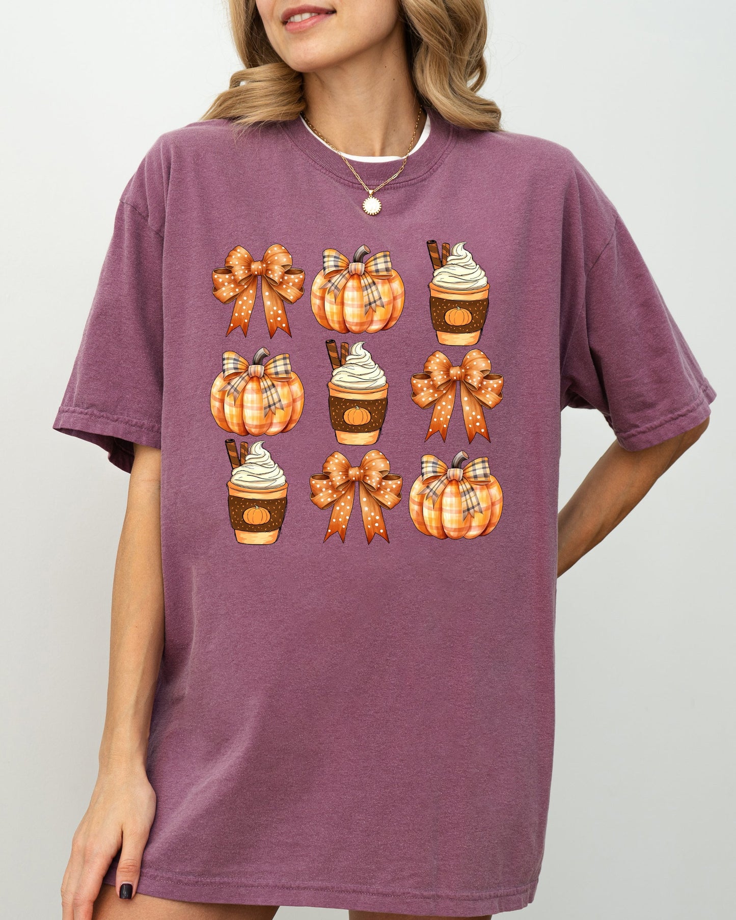 Pumpkin Spice Latte, Ribbons, Fall, Coffee, Pumpkins, Autumn, Thanksgiving, Halloween, Bows, Coquette Shirt Comfort Colors T-Shirt