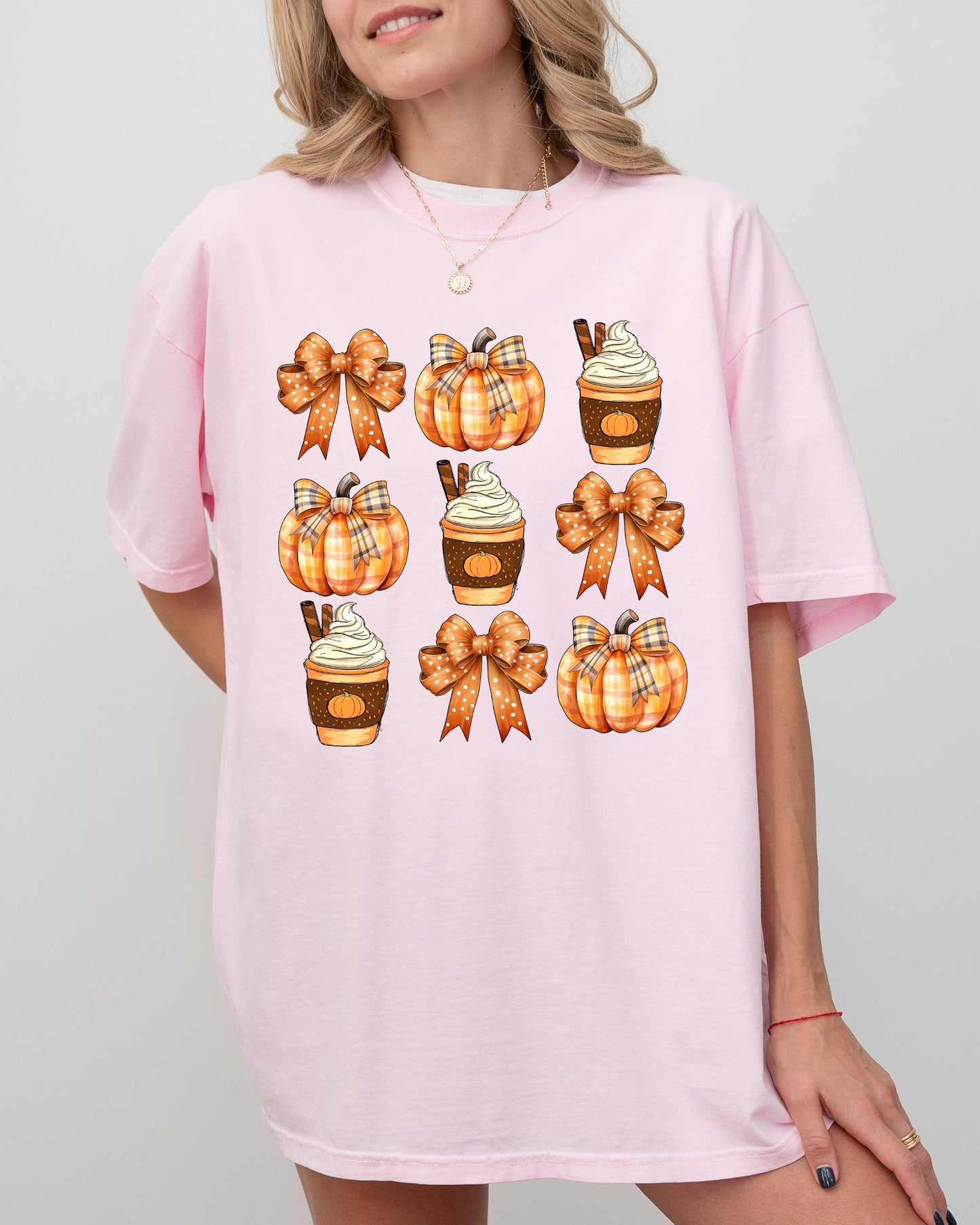 Pumpkin Spice Latte, Ribbons, Fall, Coffee, Pumpkins, Autumn, Thanksgiving, Halloween, Bows, Coquette Shirt Comfort Colors T-Shirt