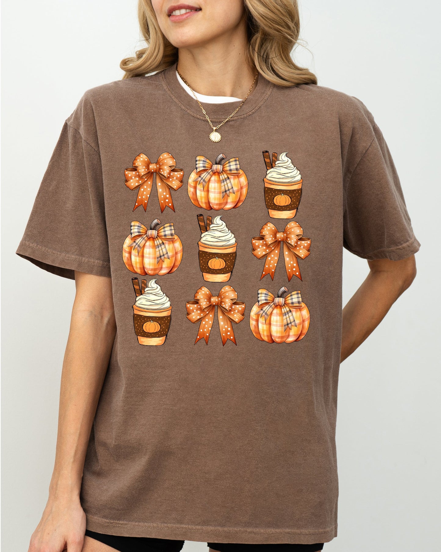 Pumpkin Spice Latte, Ribbons, Fall, Coffee, Pumpkins, Autumn, Thanksgiving, Halloween, Bows, Coquette Shirt Comfort Colors T-Shirt