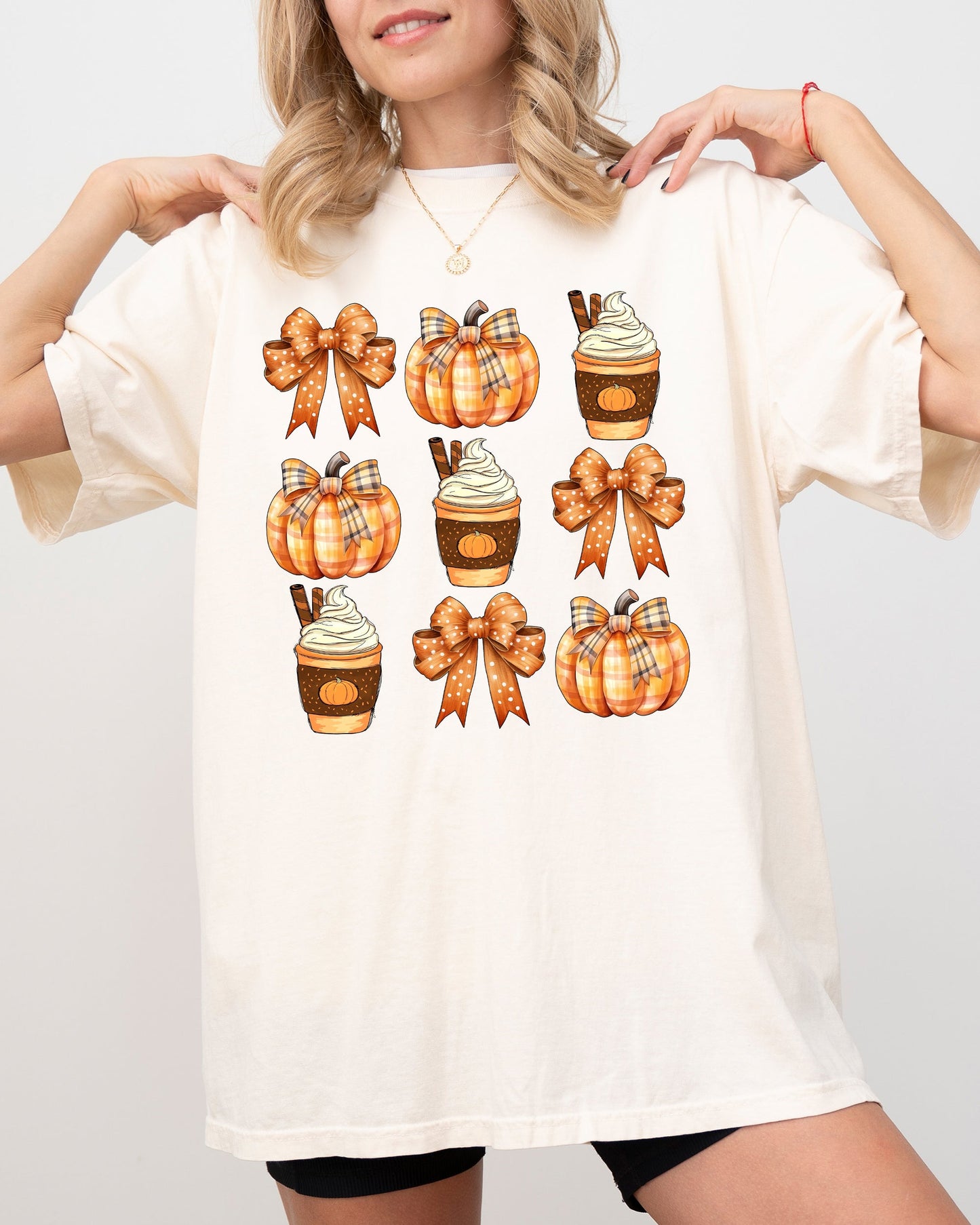 Pumpkin Spice Latte, Ribbons, Fall, Coffee, Pumpkins, Autumn, Thanksgiving, Halloween, Bows, Coquette Shirt Comfort Colors T-Shirt