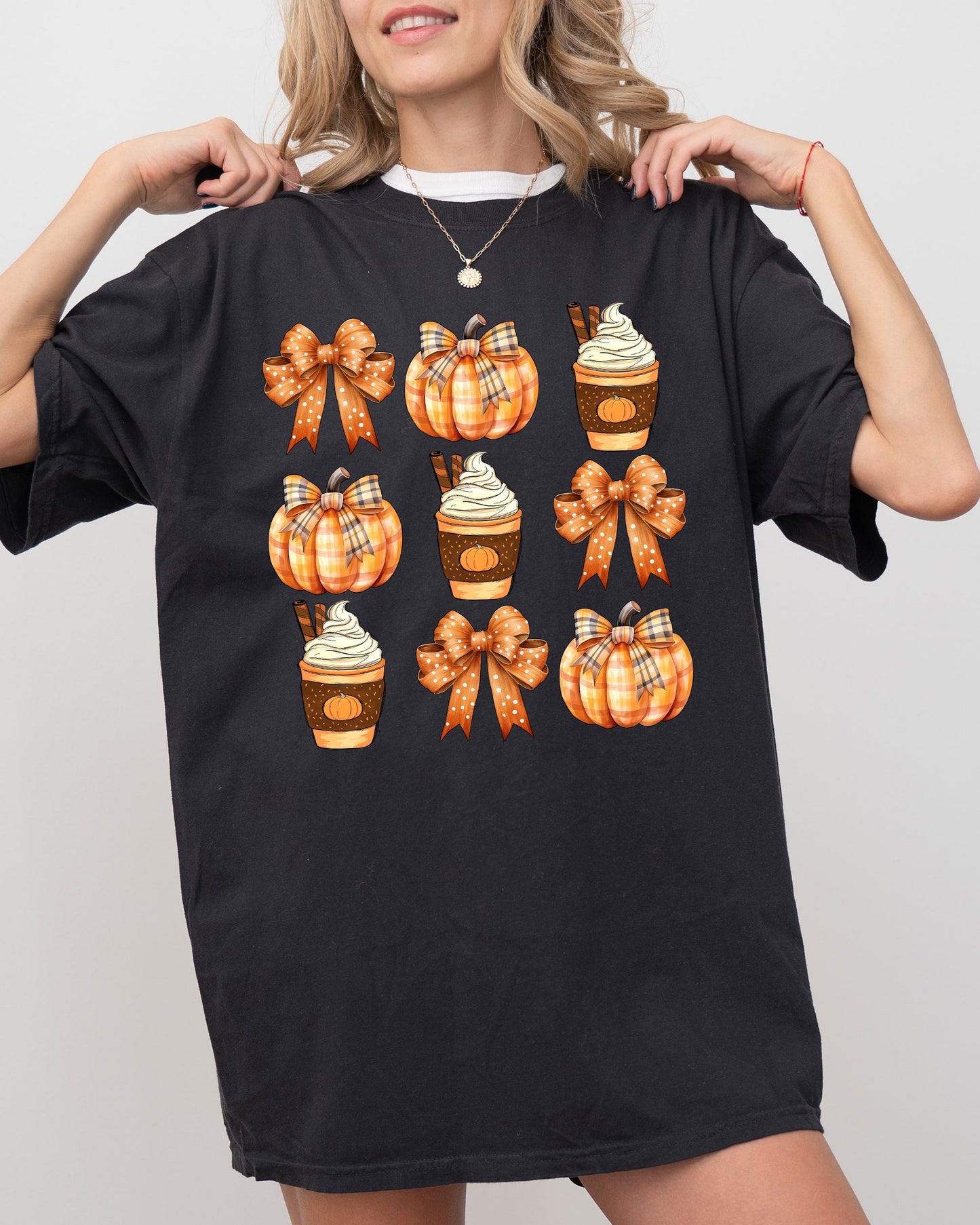 Pumpkin Spice Latte, Ribbons, Fall, Coffee, Pumpkins, Autumn, Thanksgiving, Halloween, Bows, Coquette Shirt Comfort Colors T-Shirt