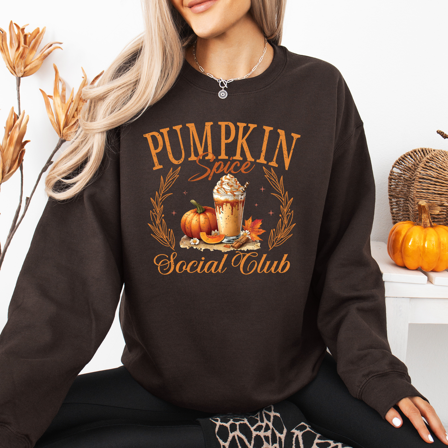 Pumpkin Spice Social Club, Autumn, Halloween, Fall Sweatshirt
