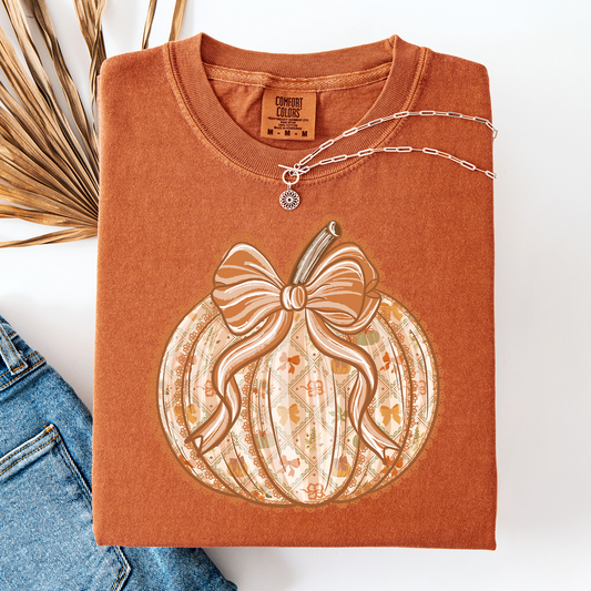 Pumpkin, Faux Lace, Coquette, Pattern, Halloween, Autumn, Fall, Comfort Colors T-Shirt