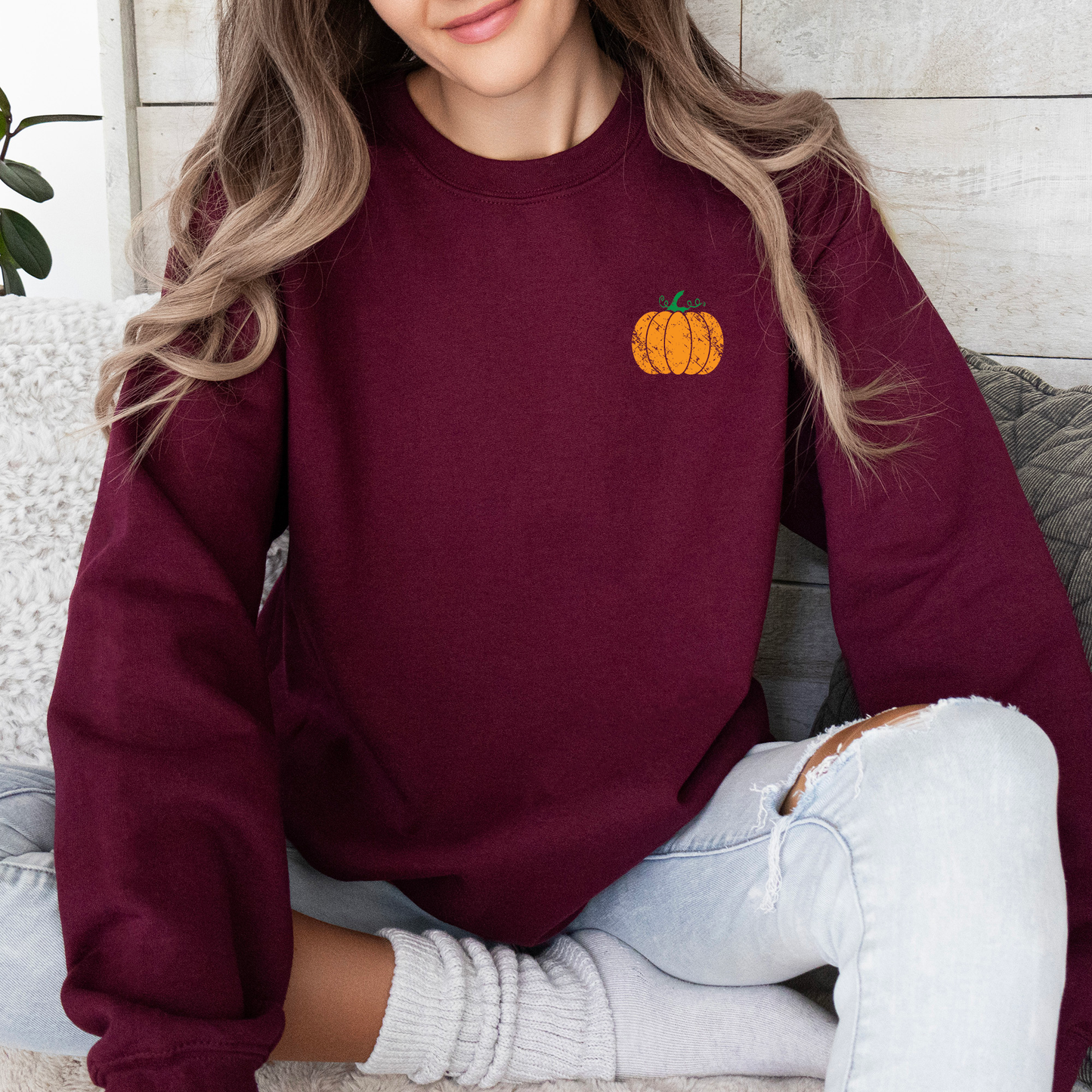 Pumpkin, Halloween, Fall, Autumn Pocket Sweatshirt