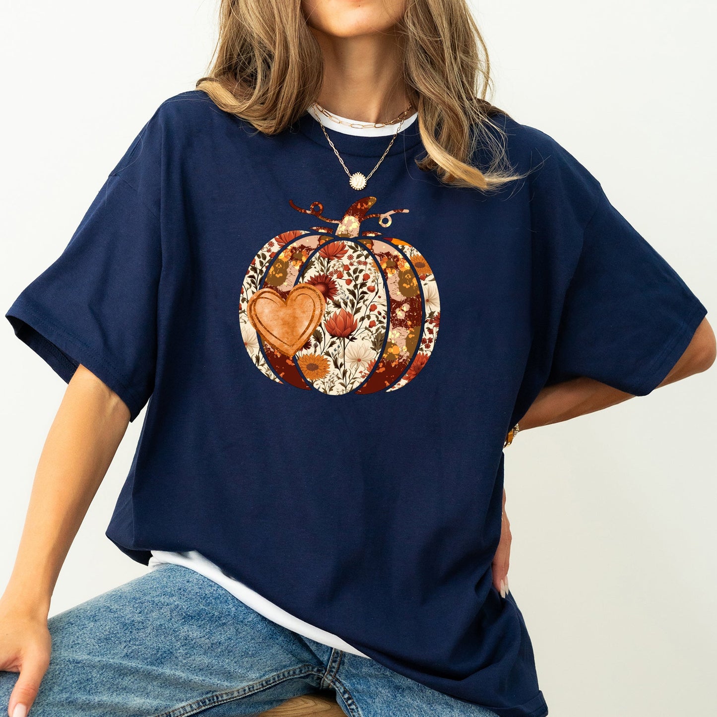 Pumpkin, Heart, Love, Thanksgiving, Fall, Autumn, Halloween, Flower, Floral Tshirt Comfort Colors T-Shirt