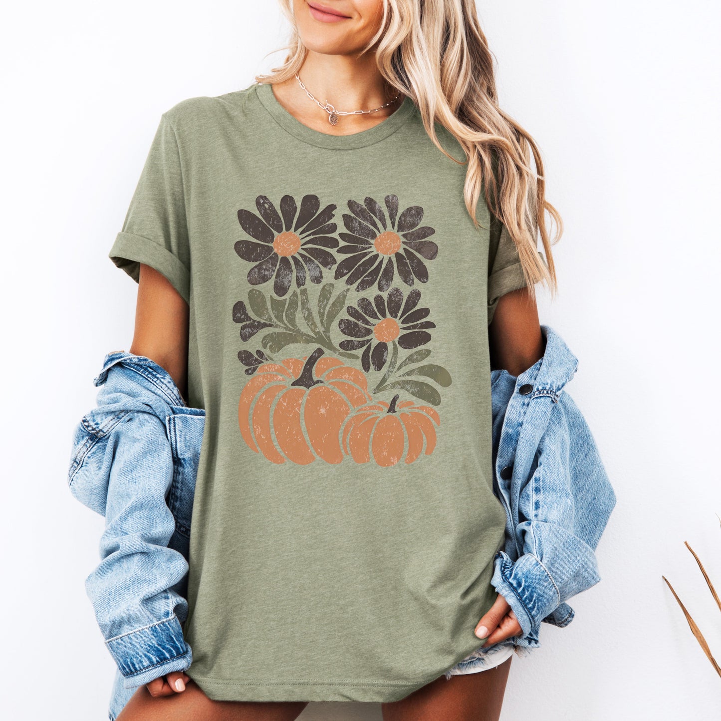 Pumpkins and Flowers, Watercolor, Halloween, Beautiful, Autumn, Fall, Tshirt