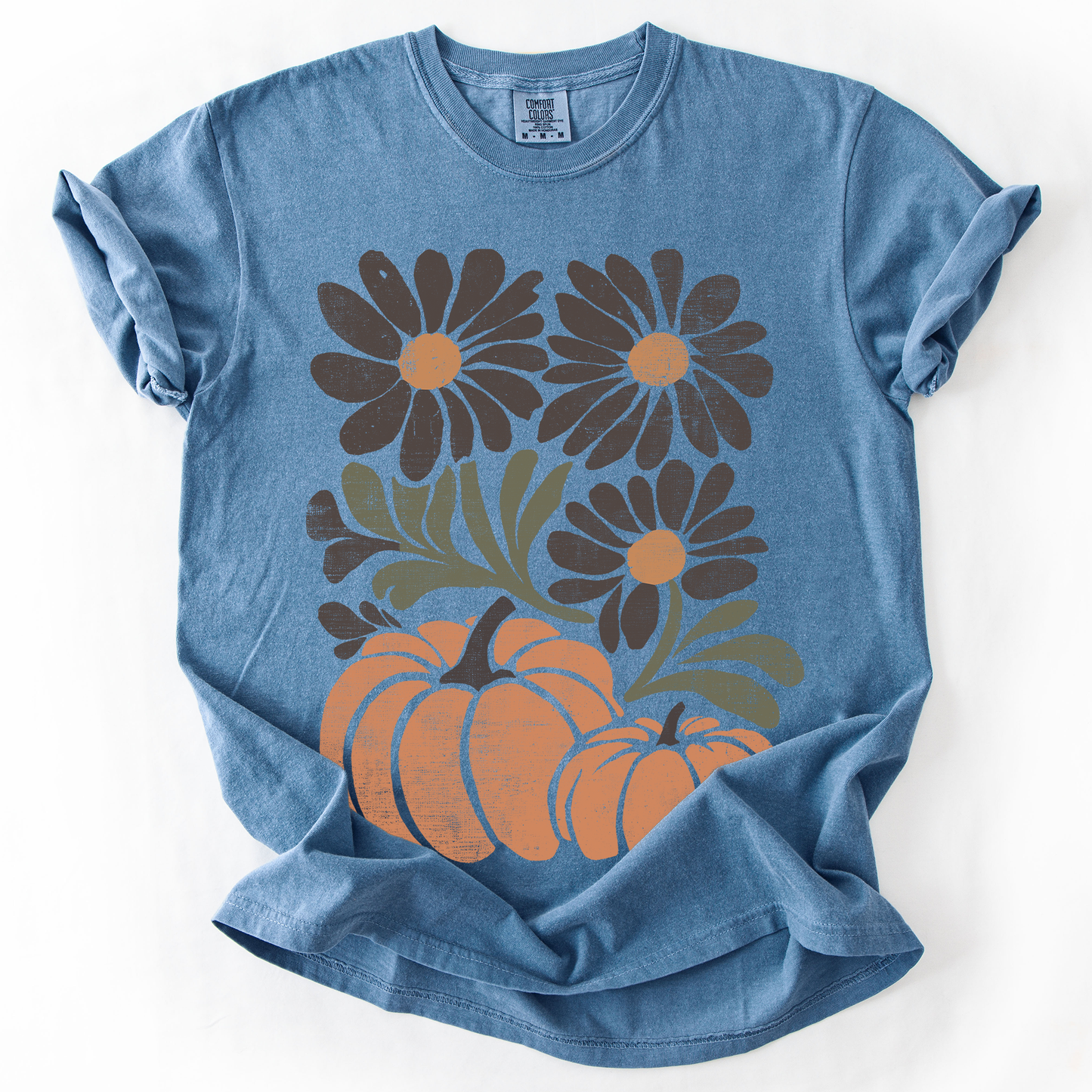 Pumpkins and Flowers, Watercolor, Halloween, Beautiful, Autumn, Fall, Comfort Colors T-Shirt