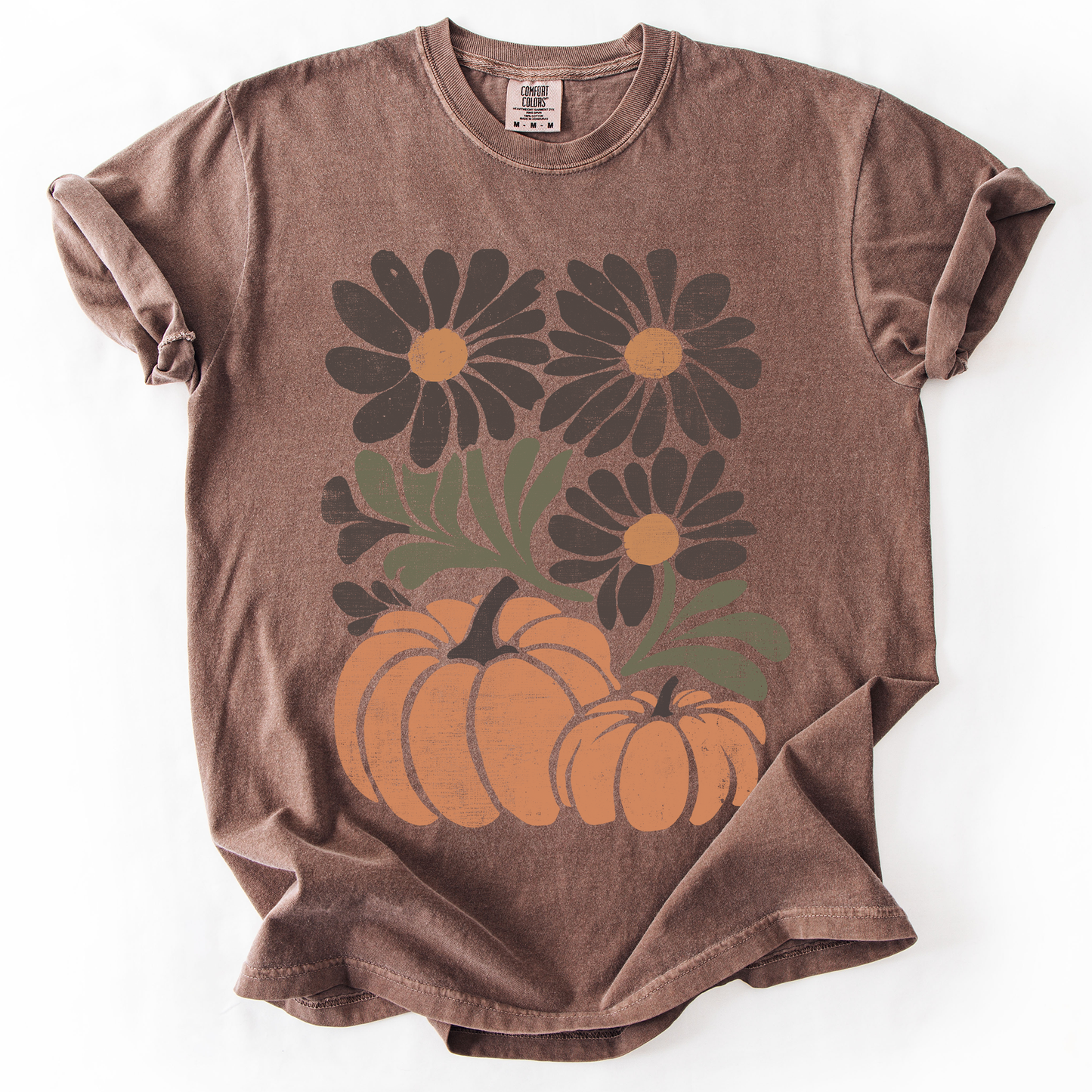 Pumpkins and Flowers, Watercolor, Halloween, Beautiful, Autumn, Fall, Comfort Colors T-Shirt