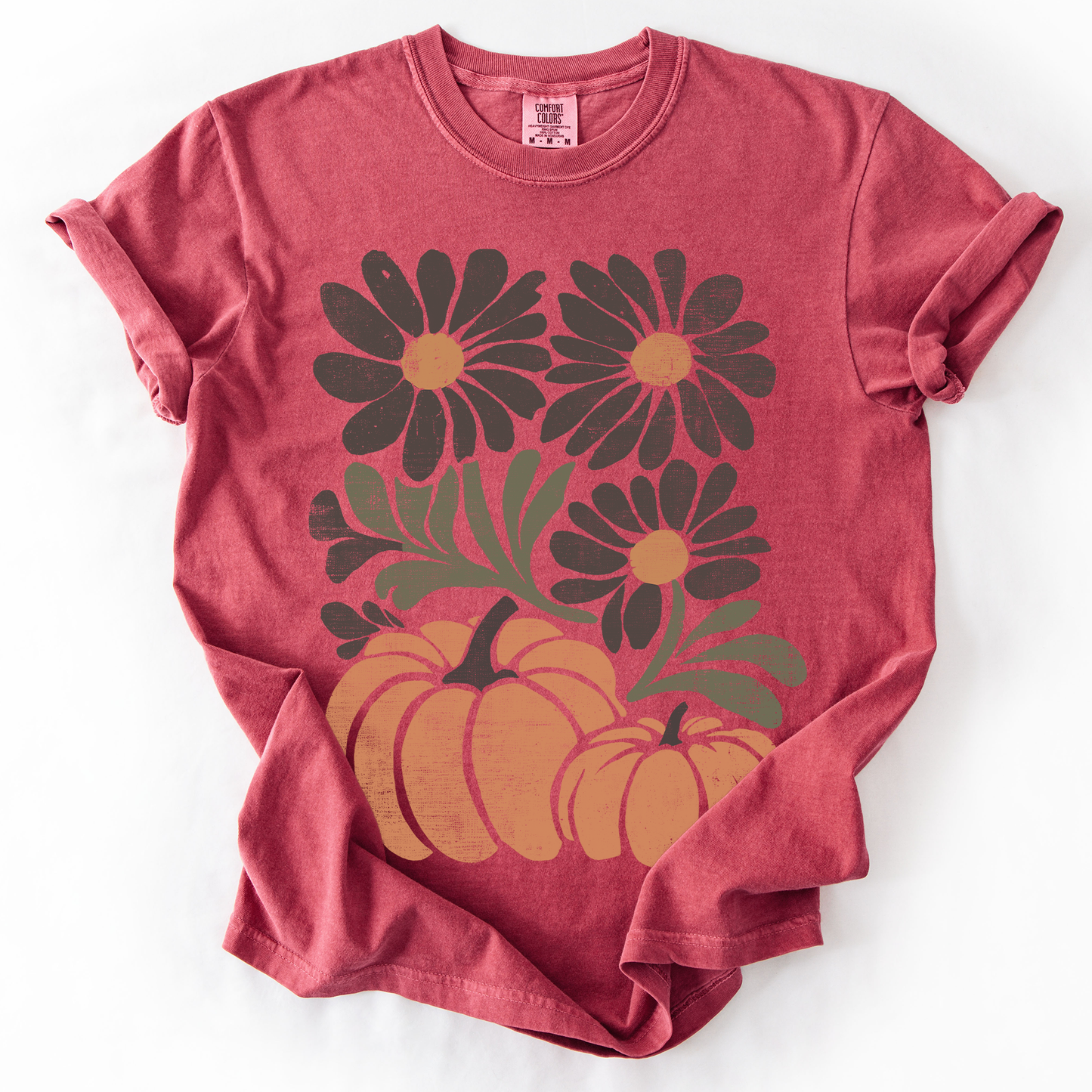 Pumpkins and Flowers, Watercolor, Halloween, Beautiful, Autumn, Fall, Comfort Colors T-Shirt