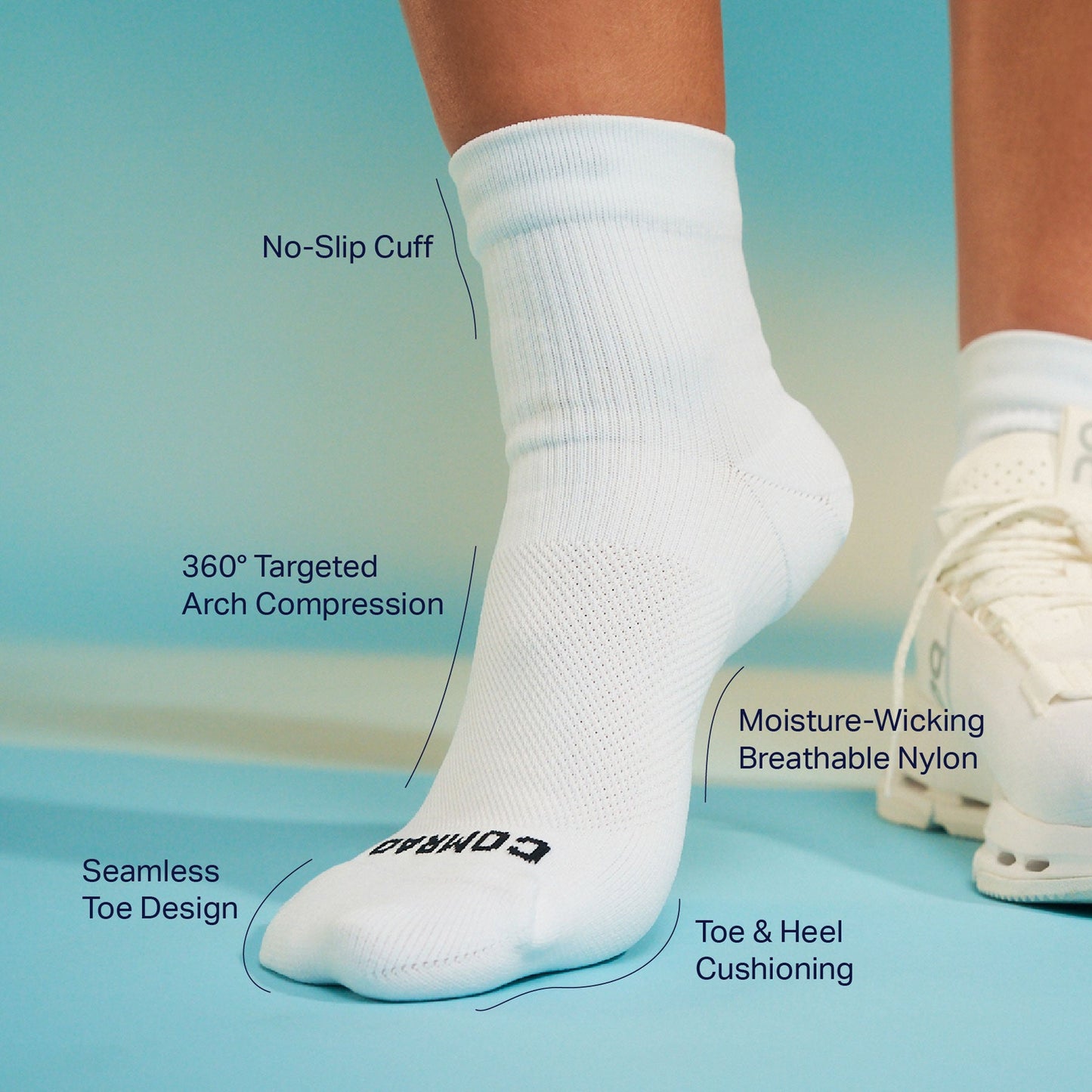 Quarter Ankle Compression Socks White
