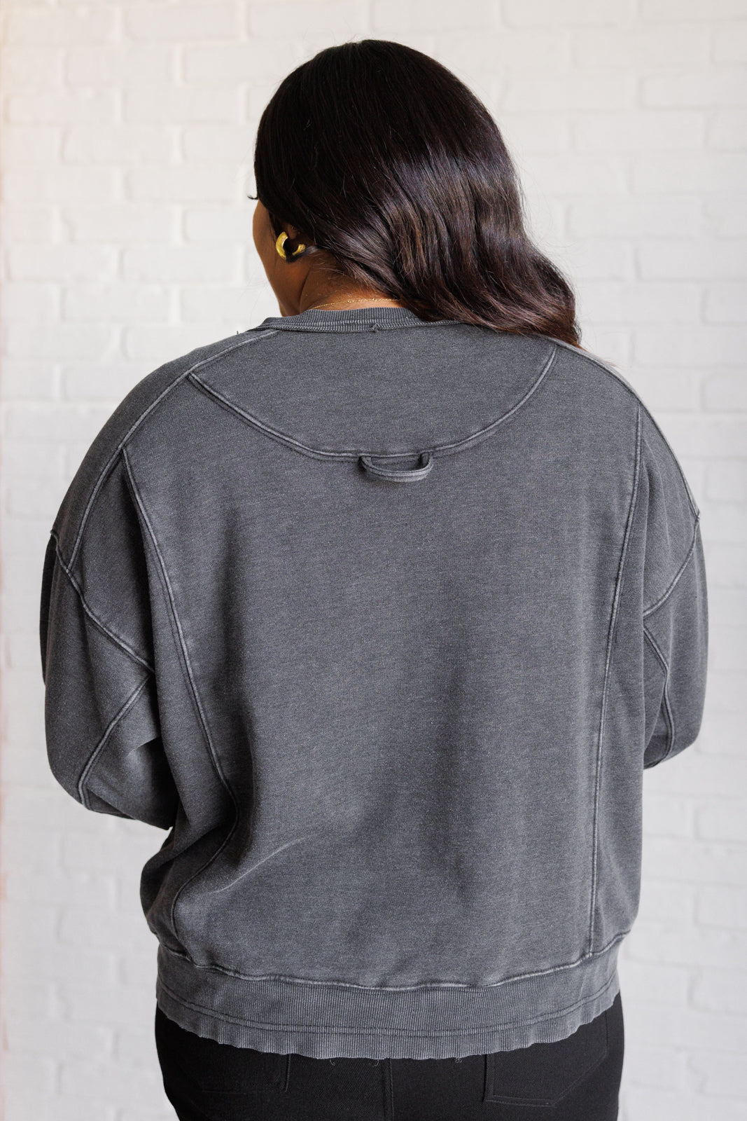 Quick Fix Mineral Wash Crew Neck Pullover Black