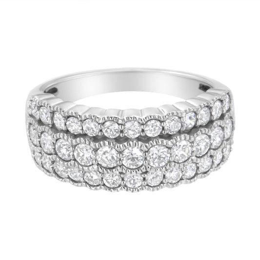 .925 Sterling Silver 1 3/8 Cttw Lab Grown Diamond Anniversary Band Ring (F-G Color,Vs2-Si1 Clarity) - Size 7