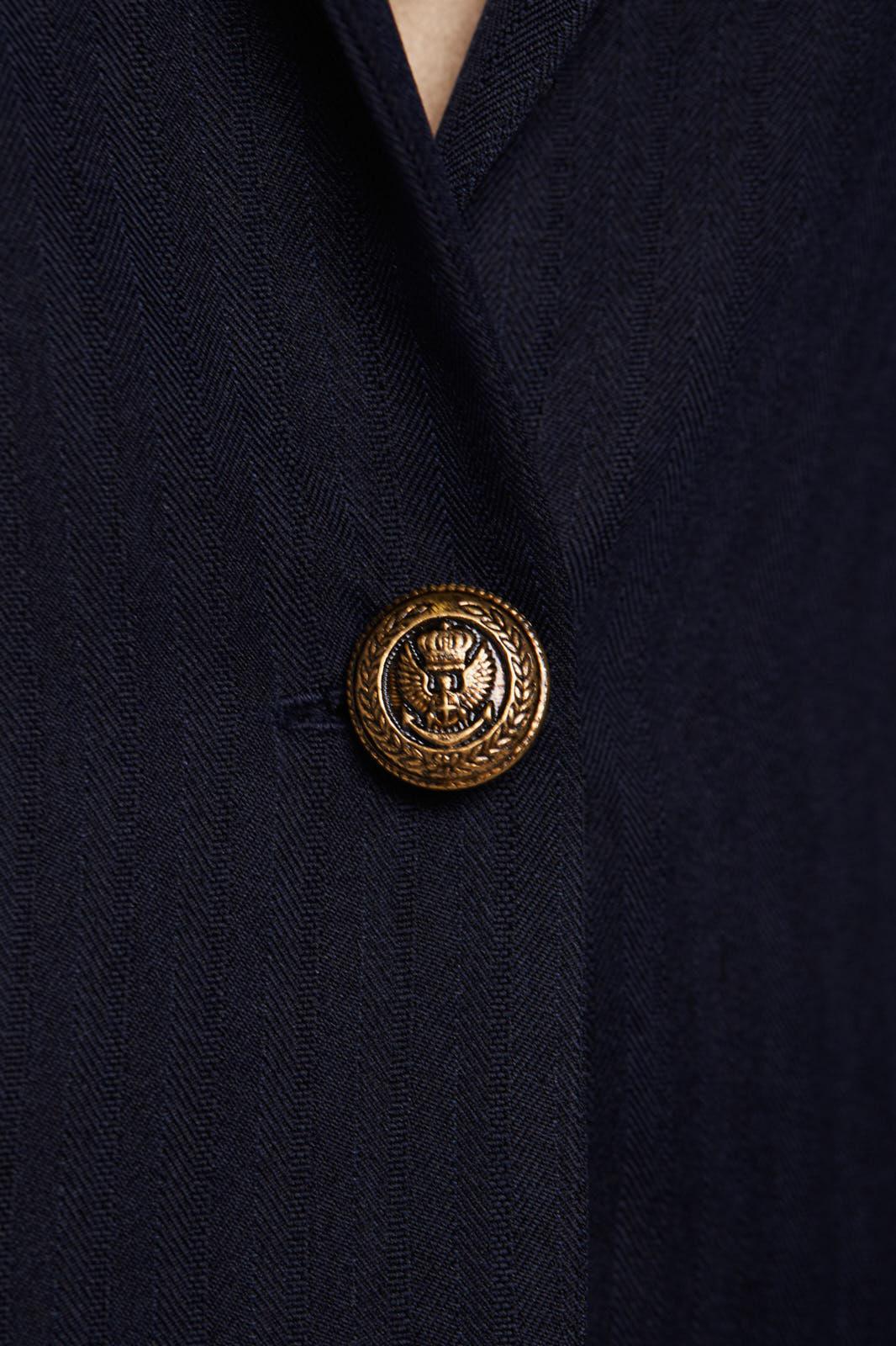 Navy Peak-Lapels Single-Breasted Wool Blazer Women’s Tailored Jacket