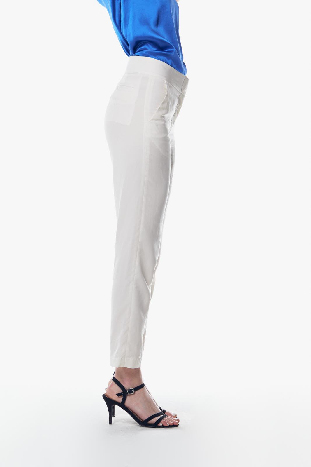 White Slim Tailoring Pants Women’s Slim-Fit Trousers Le Reussi