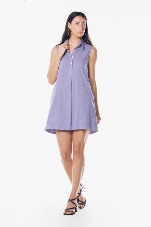 Italian Cotton Purple Sleeveless Dress Le Reussi
