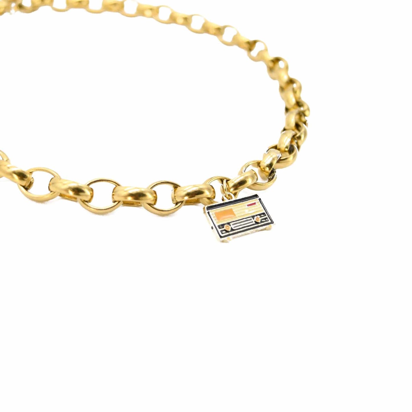 Retro Radio Necklace Handmade 18k Gold Plated Stainless Steel ADIBA