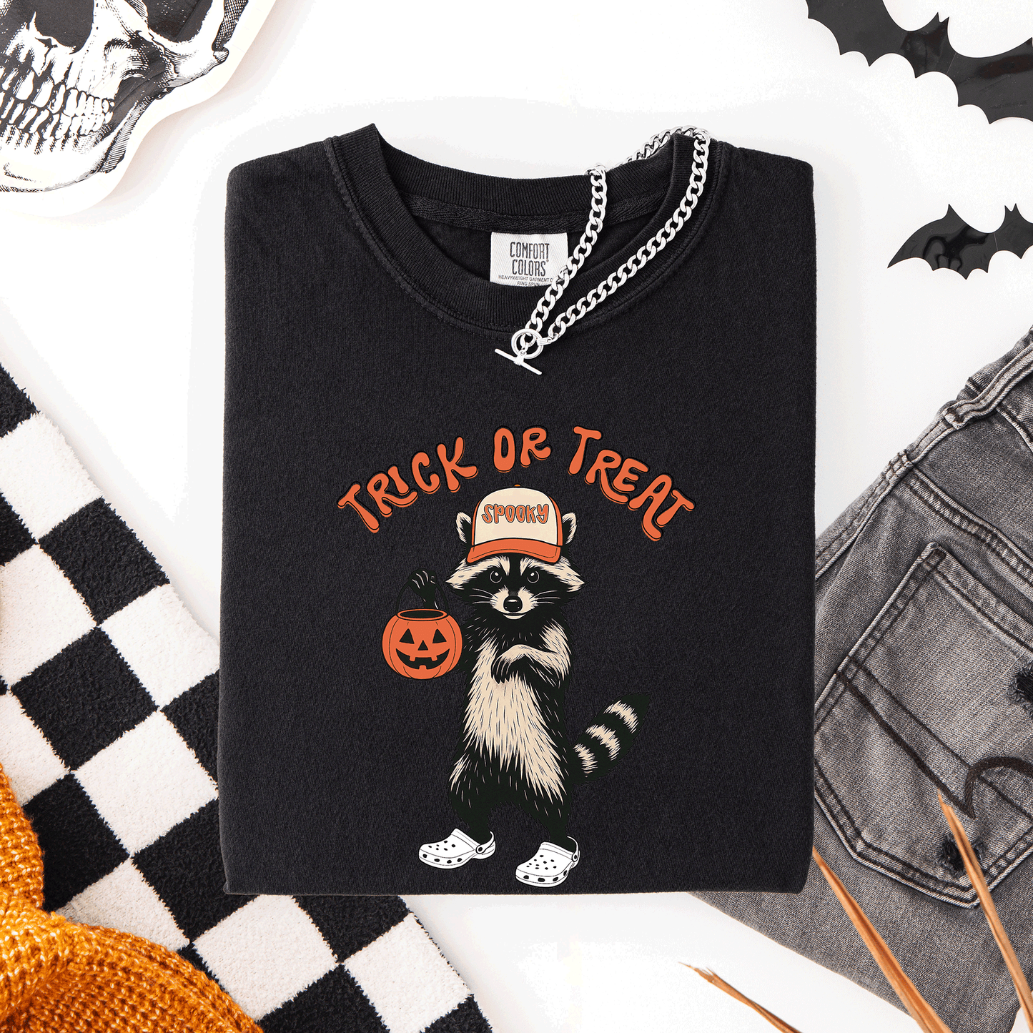 Raccoon, Trick or Treat, Cute, Halloween, Spooky, Comfort Colors T-Shirt