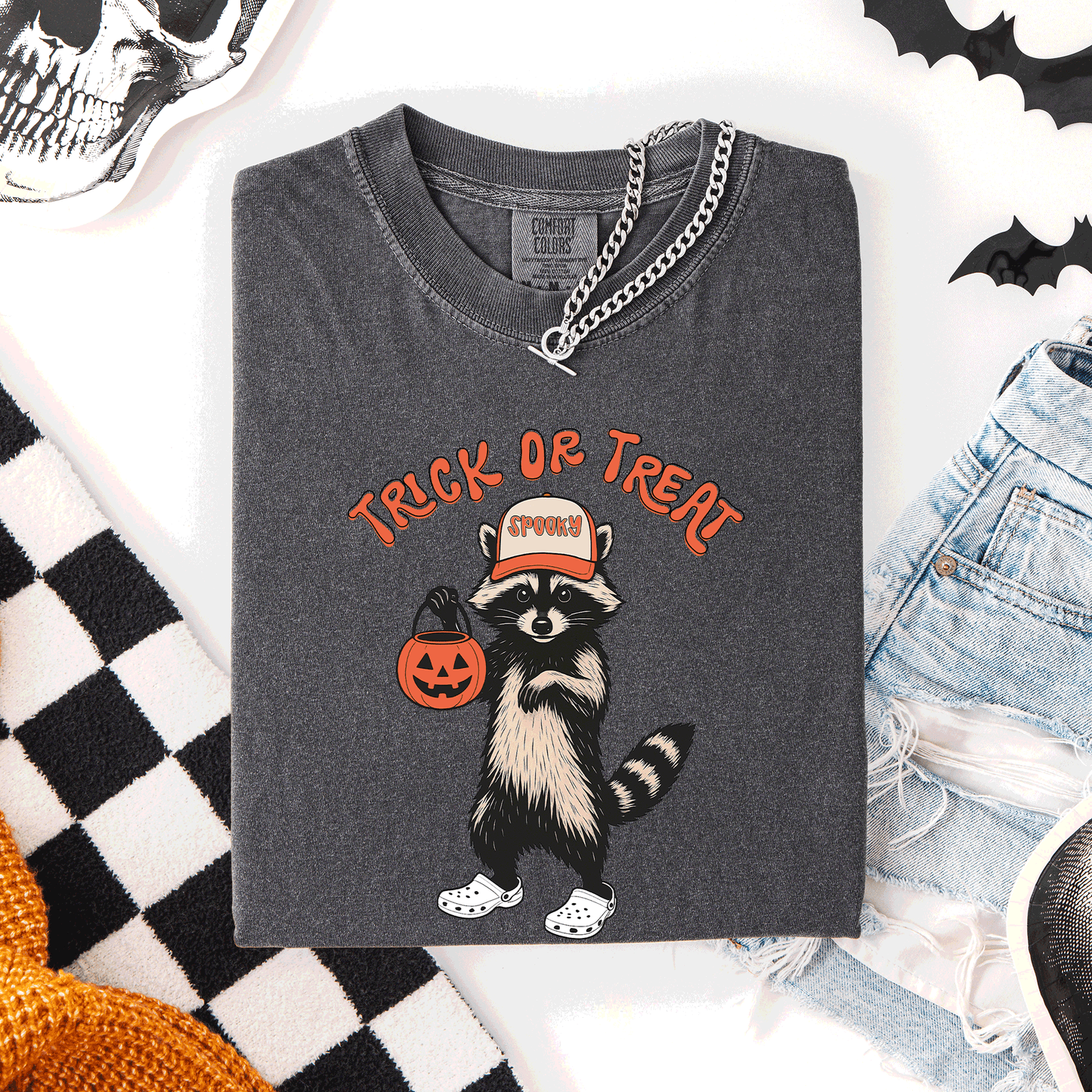 Raccoon, Trick or Treat, Cute, Halloween, Spooky, Comfort Colors T-Shirt