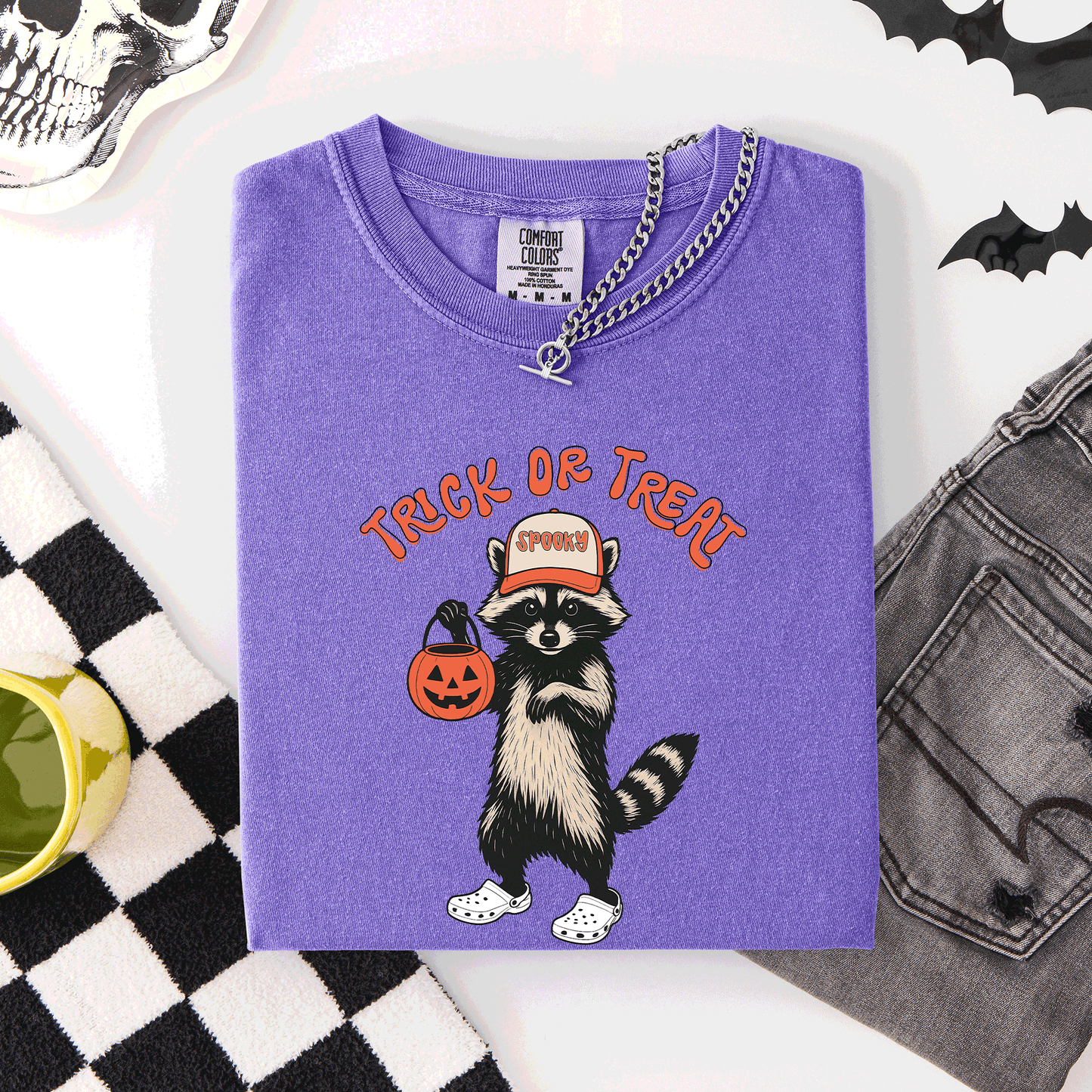 Raccoon, Trick or Treat, Cute, Halloween, Spooky, Comfort Colors T-Shirt