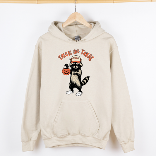 Raccoon, Trick or Treat, Cute, Halloween, Spooky, Graphic Hoodie, Hooded Sweatshirt