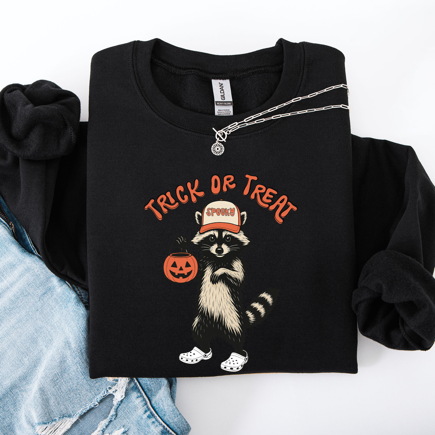 Raccoon, Trick or Treat, Cute, Halloween, Spooky Sweatshirt