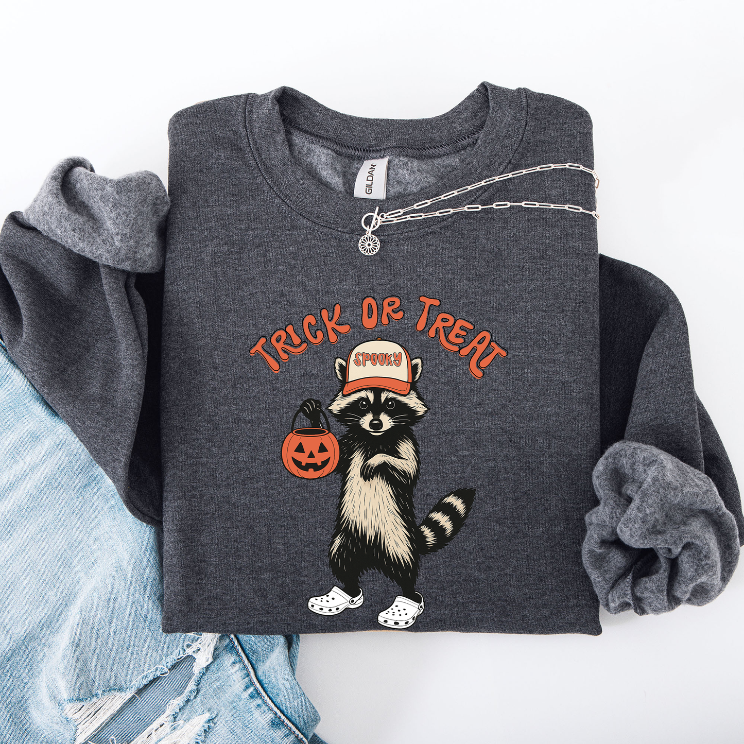 Raccoon, Trick or Treat, Cute, Halloween, Spooky Sweatshirt