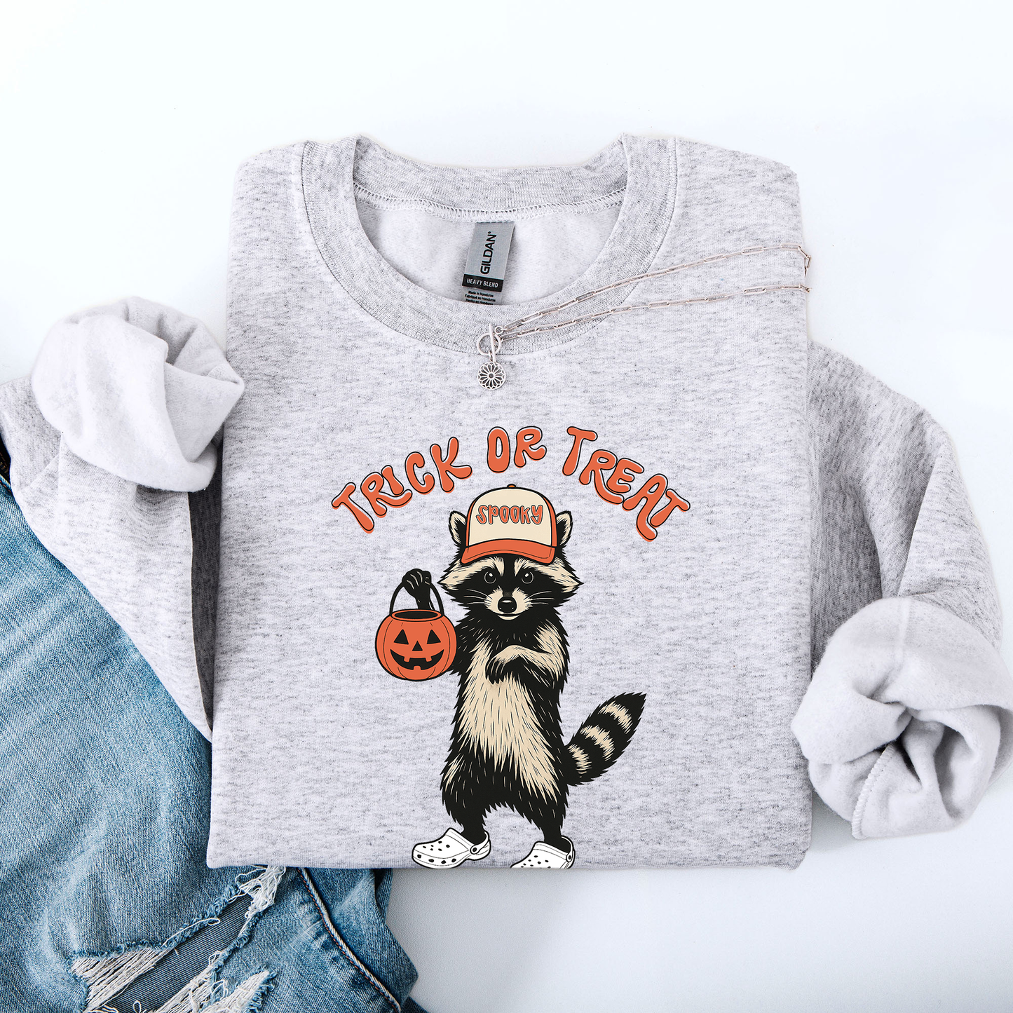 Raccoon, Trick or Treat, Cute, Halloween, Spooky Sweatshirt