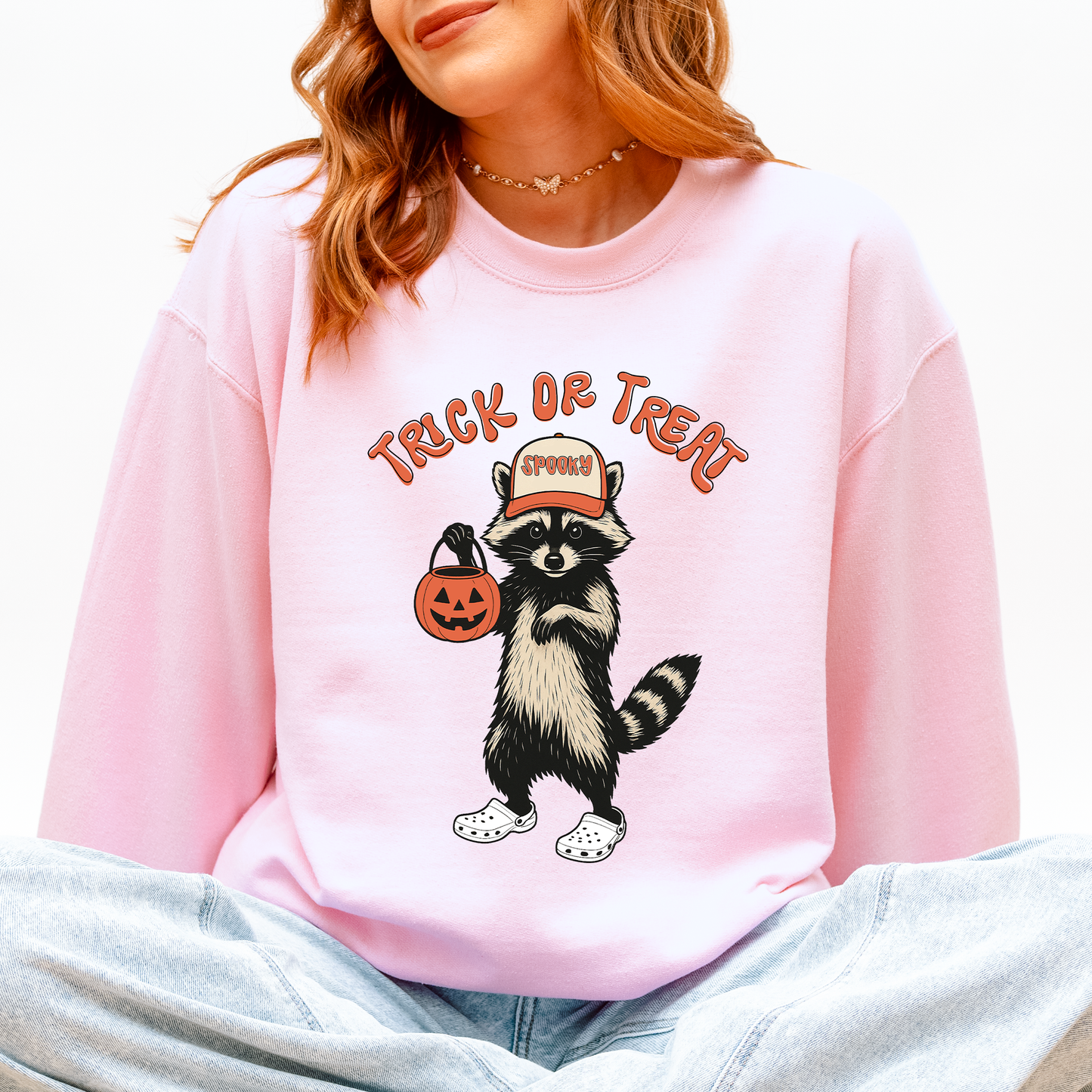 Raccoon, Trick or Treat, Cute, Halloween, Spooky Sweatshirt