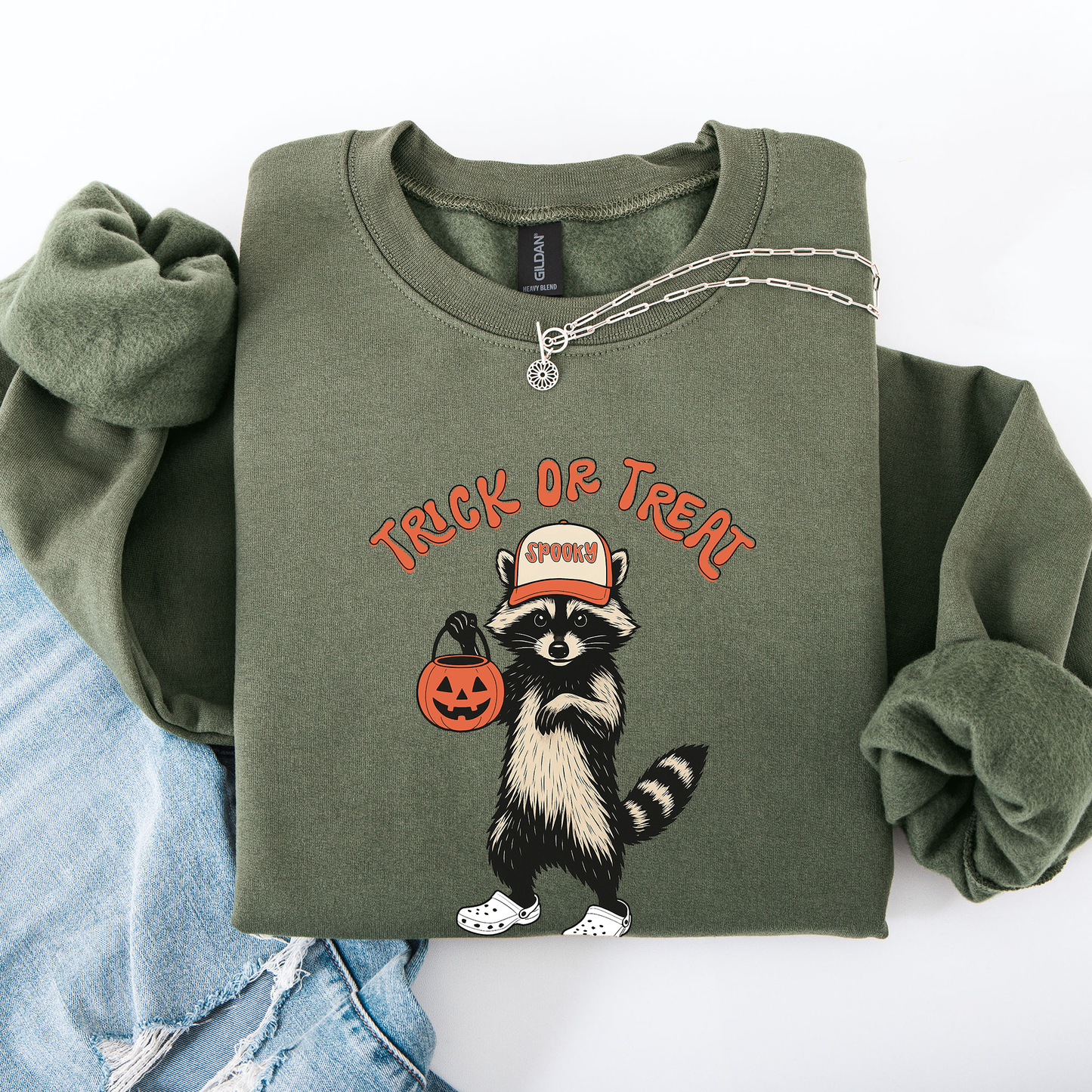 Raccoon, Trick or Treat, Cute, Halloween, Spooky Sweatshirt