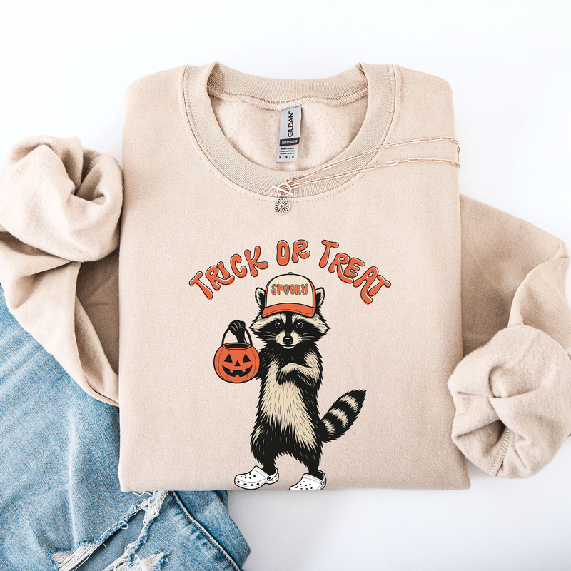 Halloween Cute Raccoon Trick or Treat Sweatshirt Refinery Number One