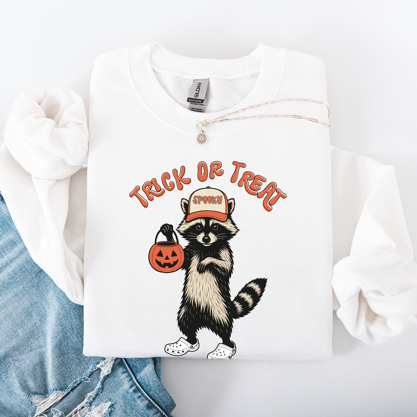 Raccoon, Trick or Treat, Cute, Halloween, Spooky Sweatshirt