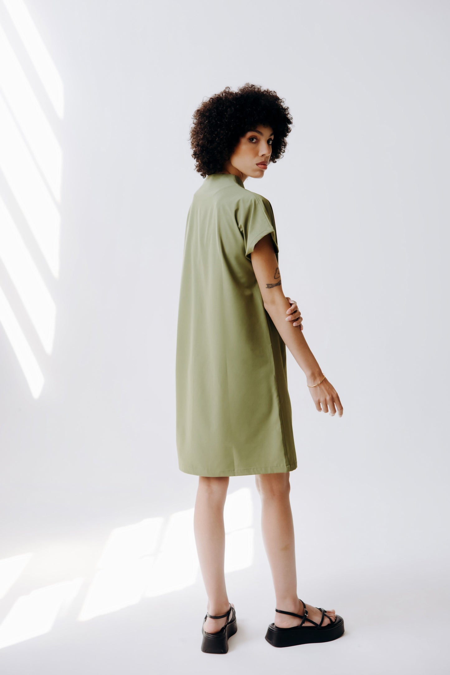 Mock Neck Shoulder Zip Dress