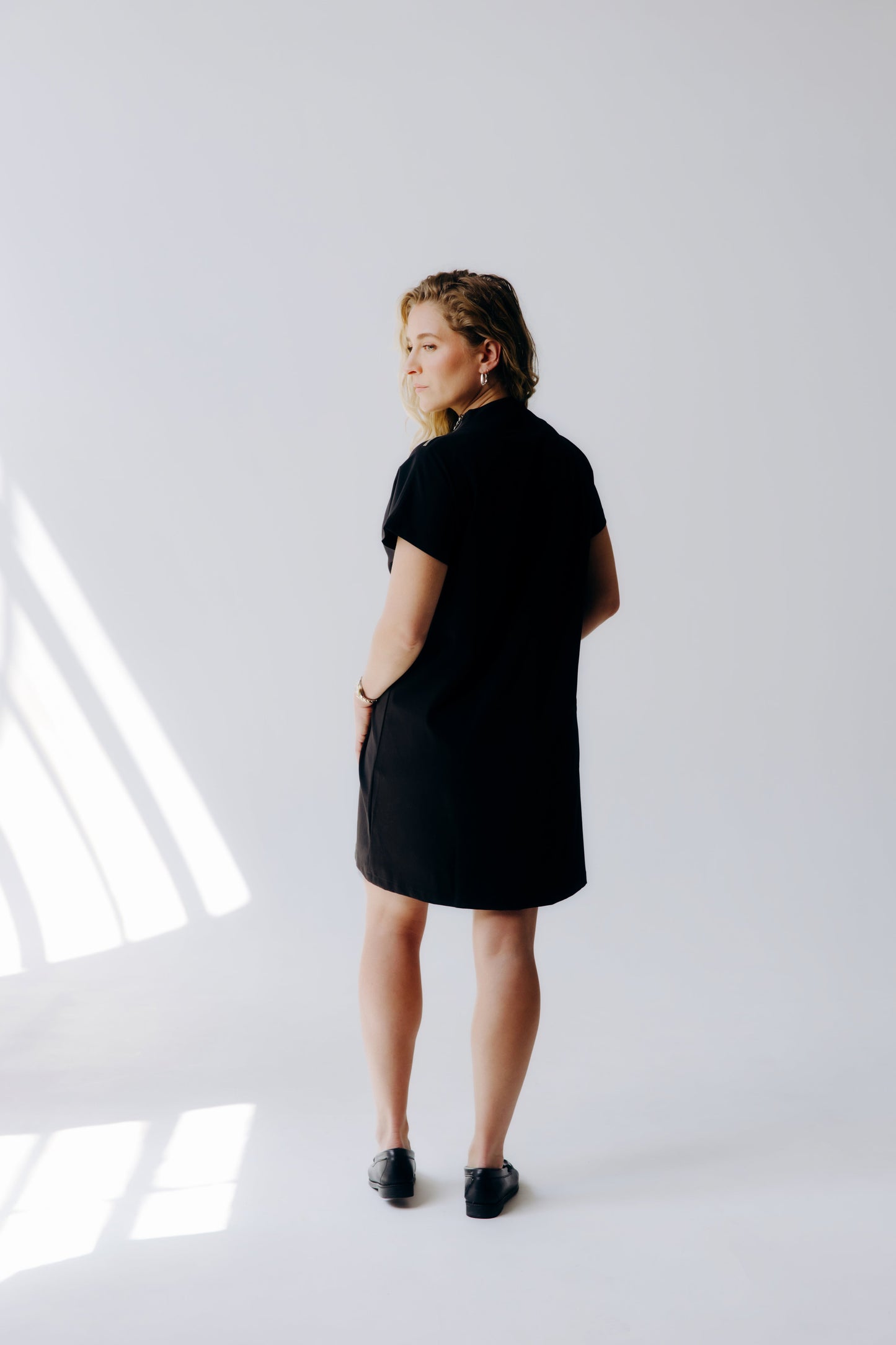 Mock Neck Shoulder Zip Dress