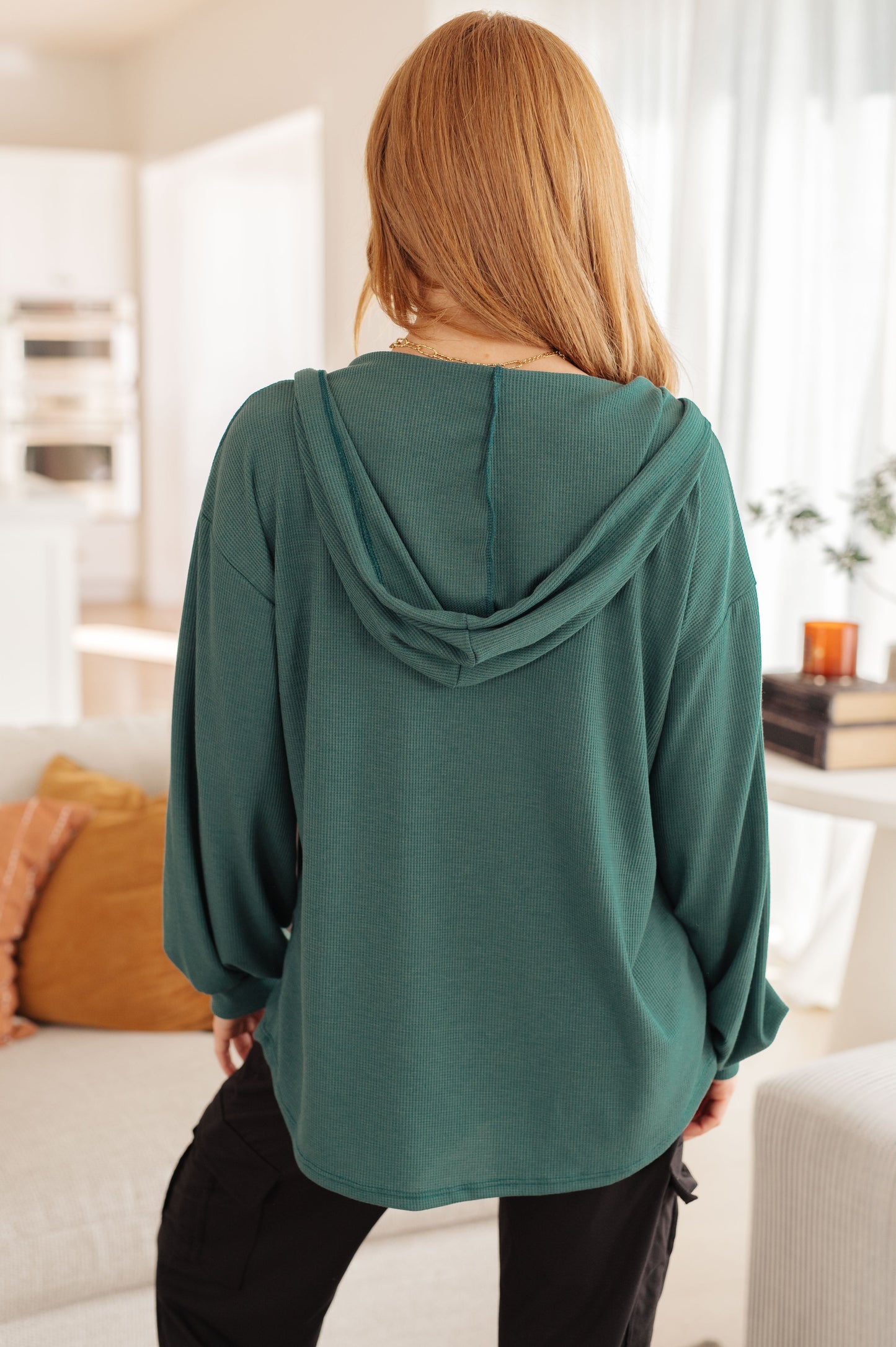 Rainy Day Waffle Knit Henley Hoodie Sweet Rae's Boutique
