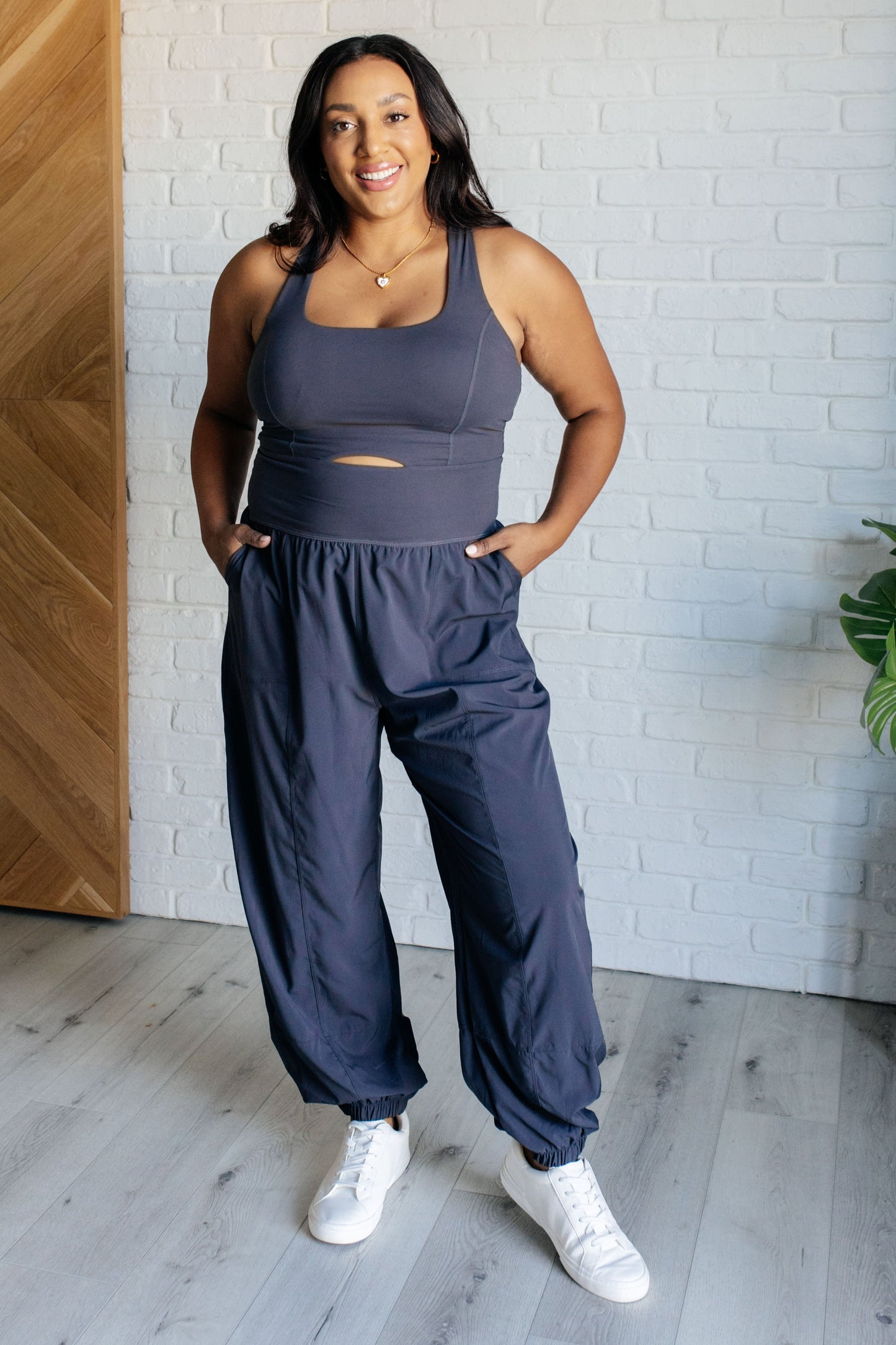 Raising Heart Rate Cutout Jumpsuit Charcoal Jumpsuit