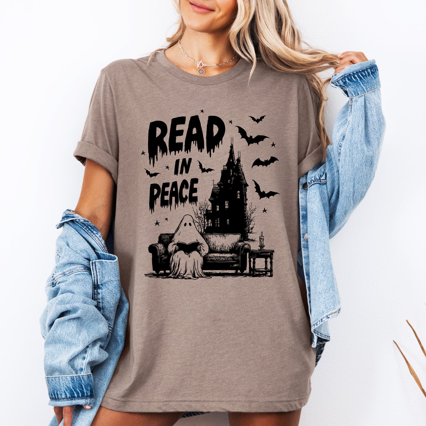 Read In Peace, Ghost, Haunted, Halloween, Spooky, Bookish, Library, Booktok, Trending Graphic Tee, Tshirt