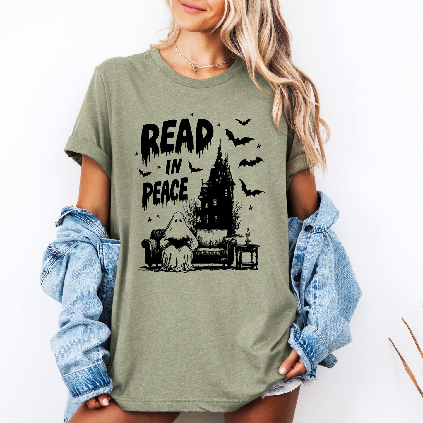 Read In Peace, Ghost, Haunted, Halloween, Spooky, Bookish, Library, Booktok, Trending Graphic Tee, Tshirt