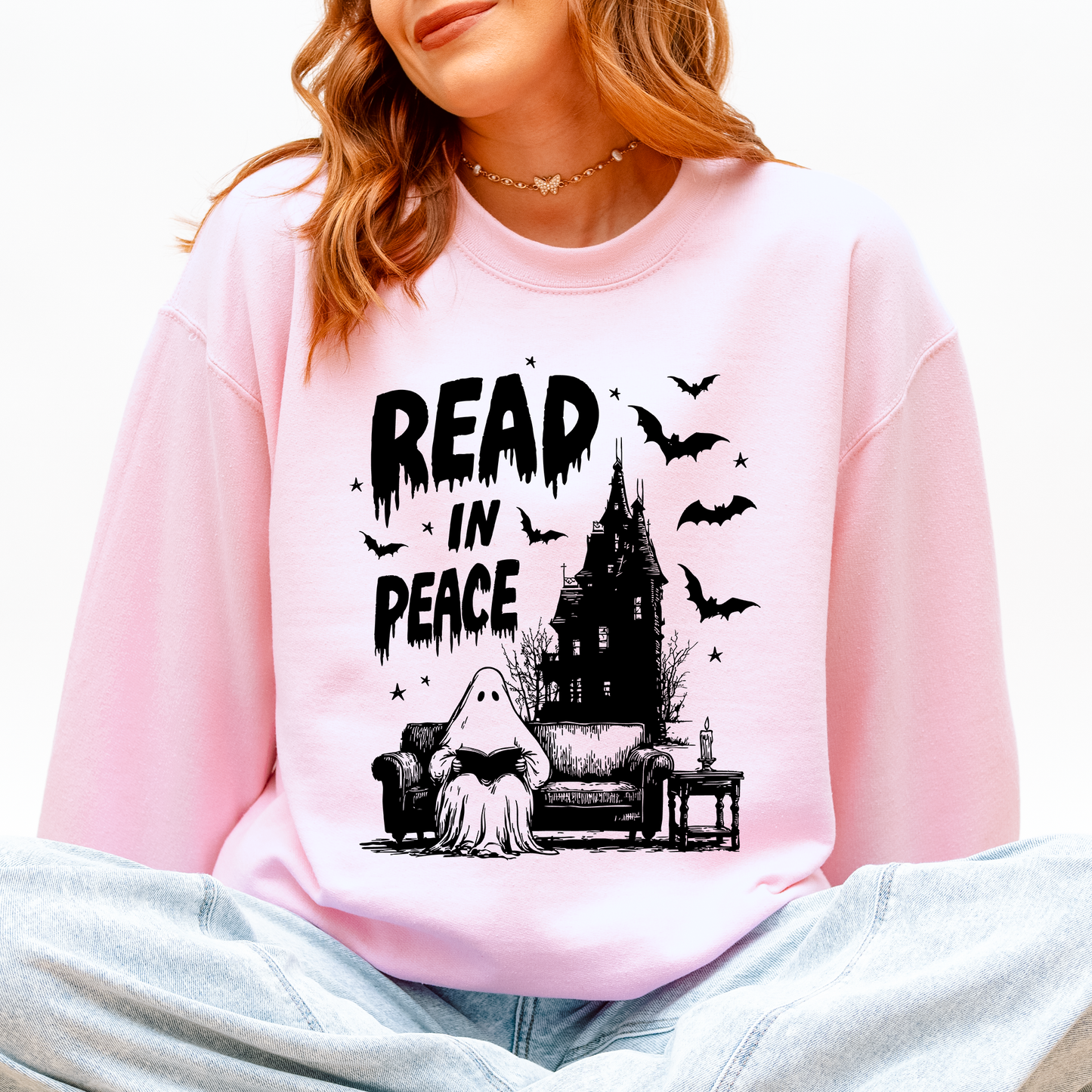 Read In Peace, Ghost, Haunted, Halloween, Spooky, Bookish, Library, Booktok, Trending Graphic Sweatshirt