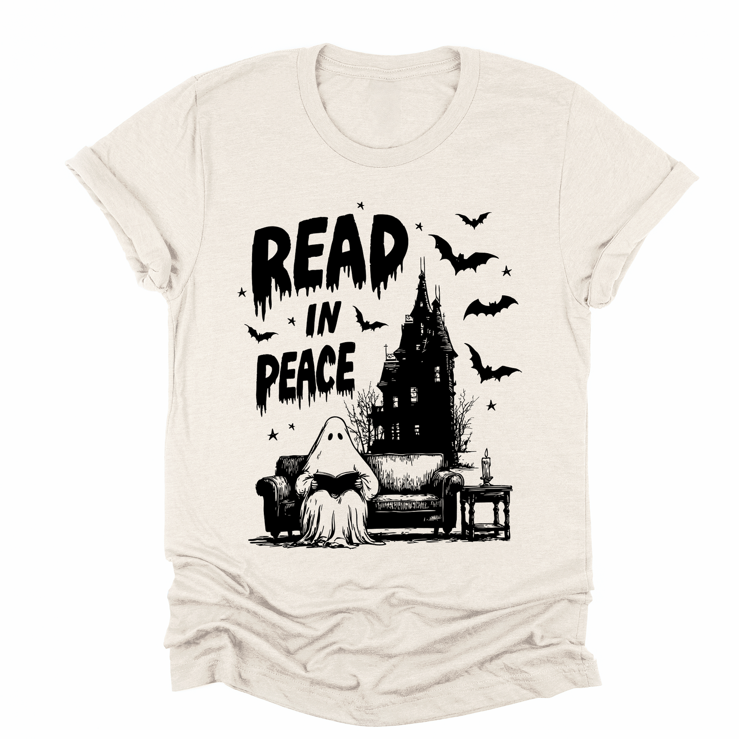 Read In Peace, Ghost, Haunted, Halloween, Spooky, Bookish, Library, Booktok, Trending Graphic Tee, Tshirt