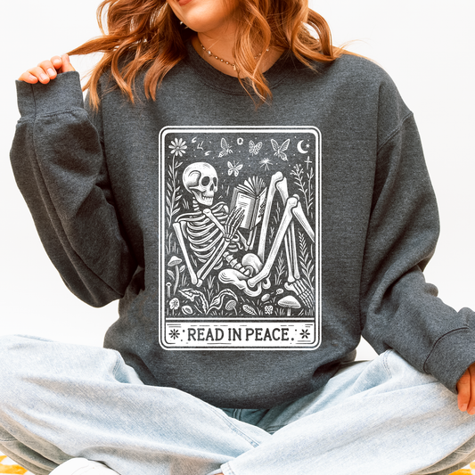 Read In Peace, Halloween, Skeleton, Tarot, Books, Library Sweatshirt