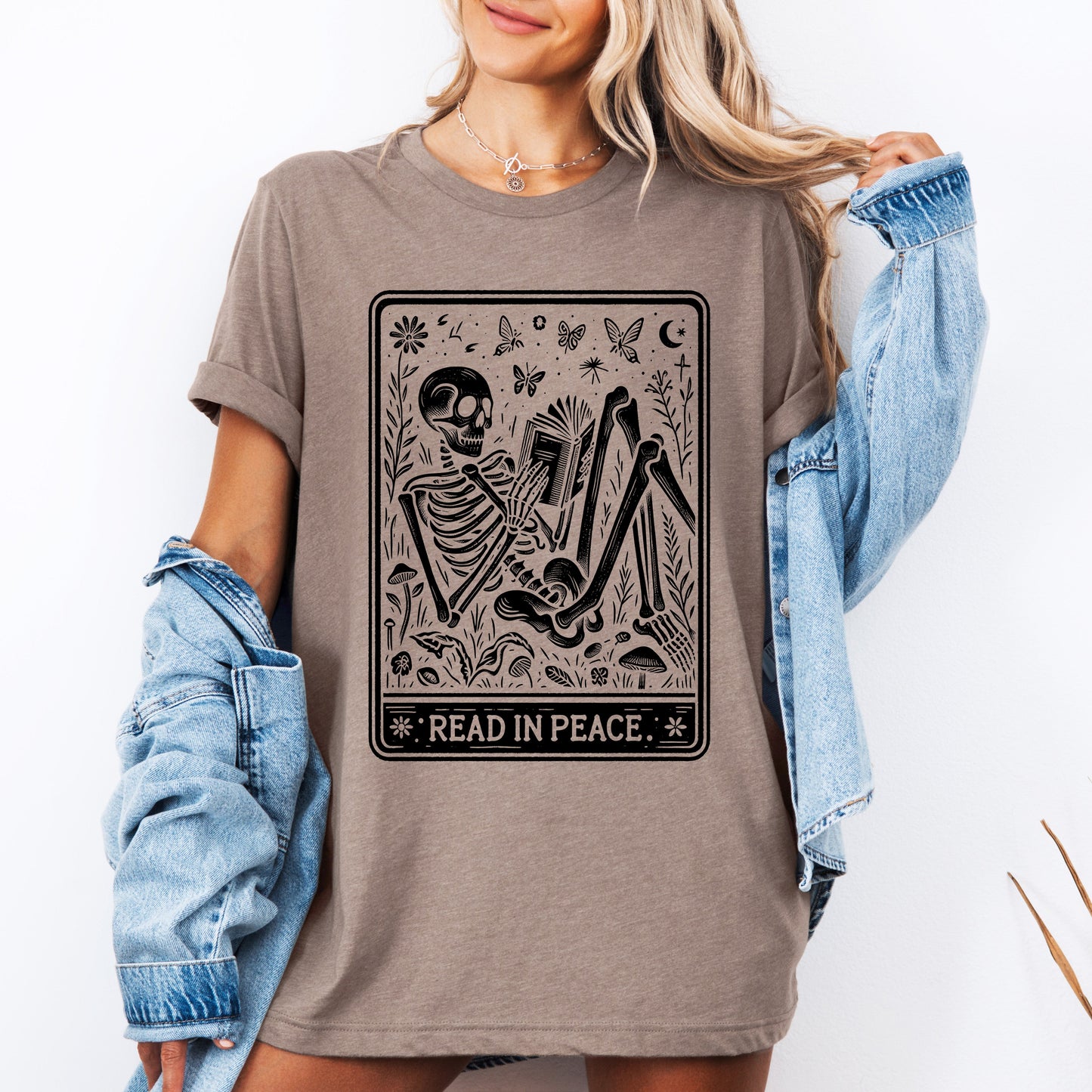 Read In Peace, Halloween, Skeleton, Tarot, Books, Library, Tshirt