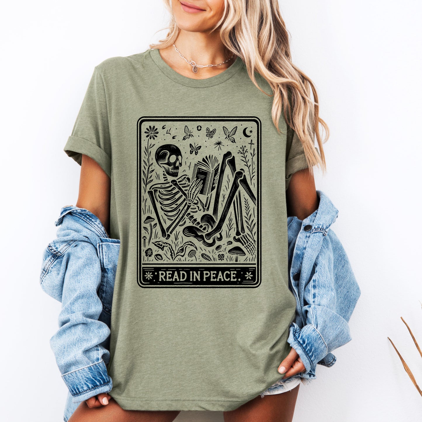 Read In Peace, Halloween, Skeleton, Tarot, Books, Library, Tshirt