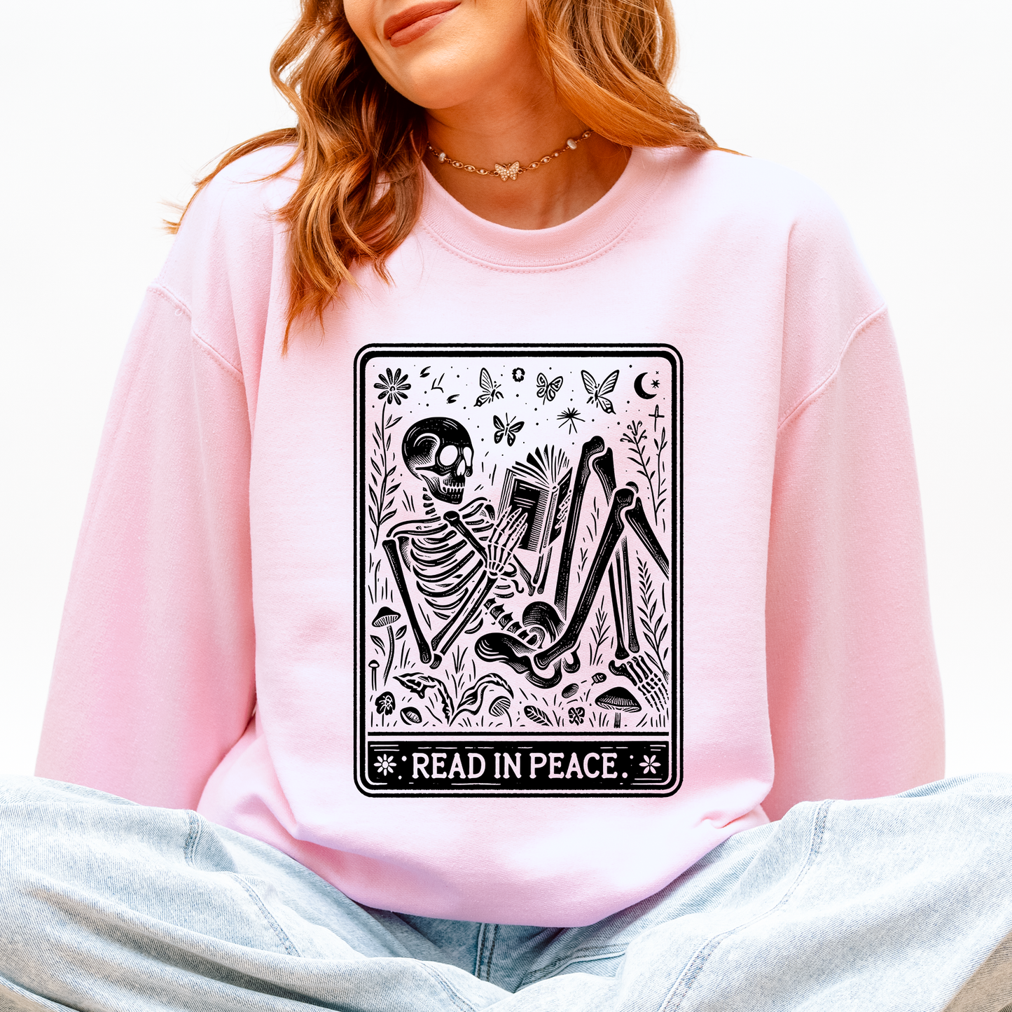 Read In Peace, Halloween, Skeleton, Tarot, Books, Library Sweatshirt
