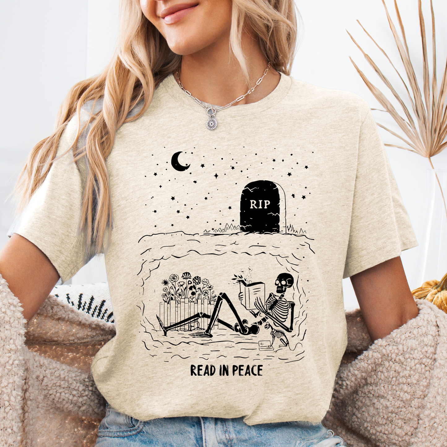 Read In Peace, Skeleton, RIP, Halloween, Booktok, Bookish, Library, Trending Tshirt, Graphic Tee, Tshirt