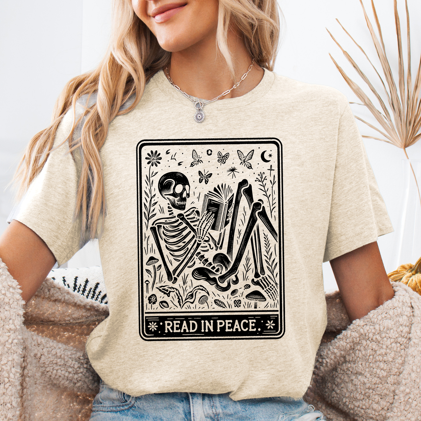 Read In Peace, Tarot, Skeleton, Halloween, Booktok, Library, Bookish, Graphic Tee, Tshirt