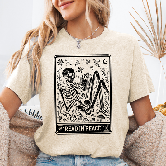 Read In Peace, Tarot, Skeleton, Halloween, Booktok, Library, Bookish, Graphic Tee, Tshirt