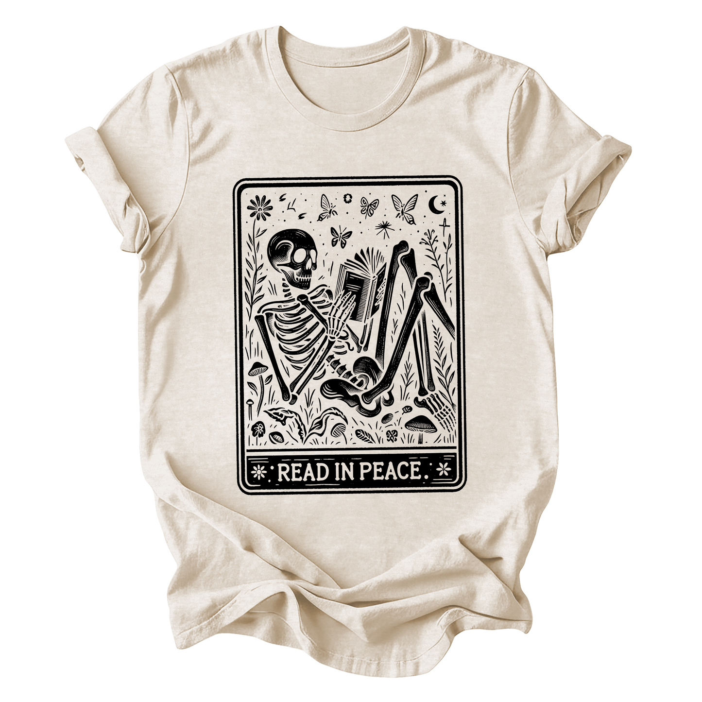 Read In Peace, Tarot, Skeleton, Halloween, Booktok, Library, Bookish, Graphic Tee, Tshirt