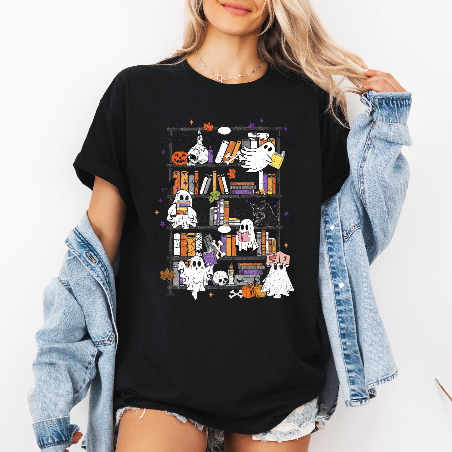 Reading Ghosts, Bookish, Library, Spooky, Halloween, Booktok, Trending Graphic Tee, Tshirt
