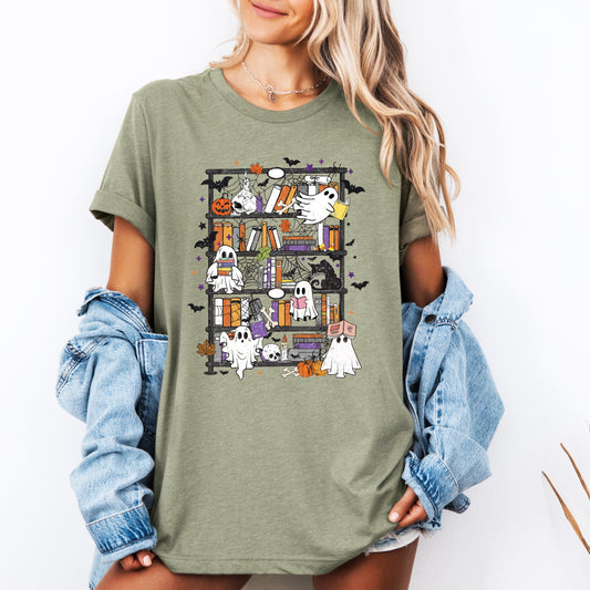 Reading Ghosts, Bookish, Library, Spooky, Halloween, Booktok, Trending Graphic Tee, Tshirt